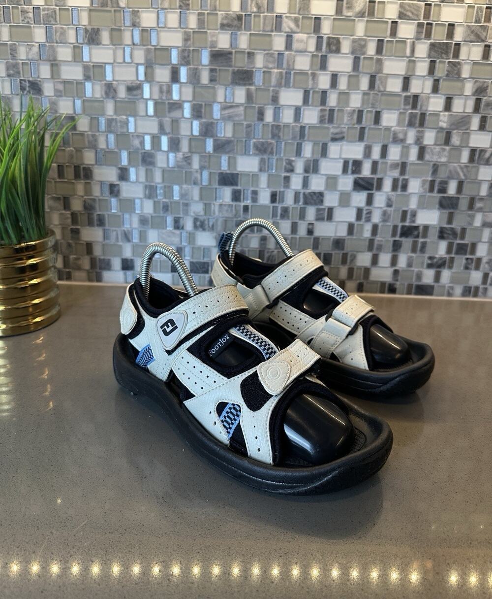 FootJoy Golf Sandals Men’s 7M White Black Softspikes Spikeless Strap Shoes
